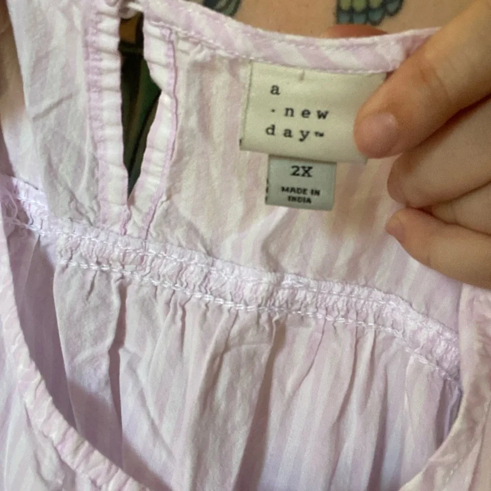 A new day cotton lavender and white stripe sleeveless maxi dress - Picture 4 of 4